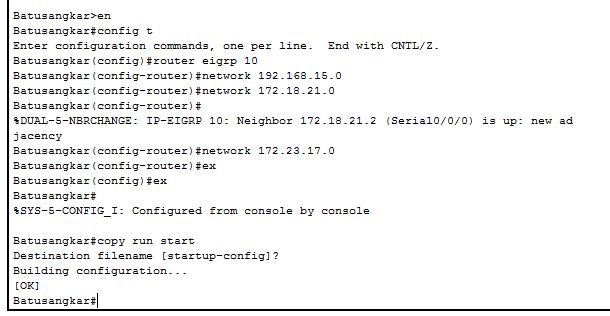 8. konfigurasi Routing pada Router Batusangkar